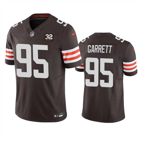 Men & Women & Youth Cleveland Browns #95 Myles Garrett Brown 2023 F.U.S.E. With Jim Brown Memorial Patch Vapor Untouchable Limited Stitched Jersey